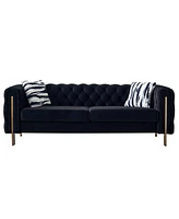 Chesterfield Modern Tufted Velvet Living Room Sofa, 84.25"W Couch,Black