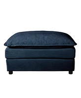 Comfy Blue Chenille Sectional Sofa with Ottoman