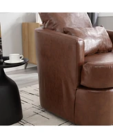 Swivel Barrel Chair, Comfy Round Accent Sofa Chair for Living Room, 360 Degree Swivel Barrel Club Chair, Leisure Arm Chair for Nursery, Hotel