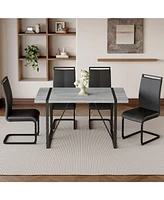 Grey Marble Dining Table and 4 Pu Chairs