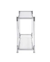 Chrome & Acrylic Glass Sofa Table with Storage Shelves