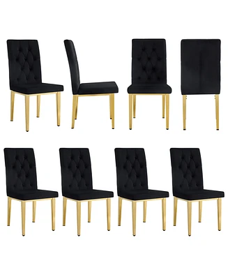 8-Piece Velvet Dining Chairs with Gold Metal Legs