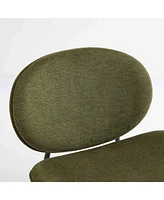 Mid-Century Shell Chair: Walnut Finish, Green Fabric, Comfortable Backrest