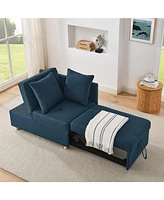 Convertible Sofa Bed with Adjustable Backrest and Wheels, Blue
