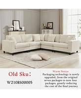 Oversized Corduroy Modular Sofa Set: 5-Seat L-Shaped