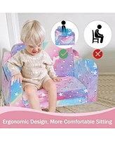 2-in-1 Kids Modular Sleeper Sofa: Convertible Comfy Lounger, Small Pink