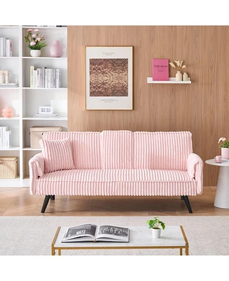 Minimalist style, straight-line corduroy sofa suitable for sitting and lying in the living room and bedroom