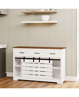 53" Farmhouse Buffet Cabinet with Sliding Barn Doors and Drawers