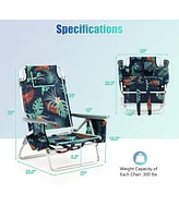 2 Pieces Folding Backpack Beach Chair with Pillow