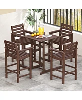 Patio Hdpe Adirondack Bar Chairs Set of 2 with Wide Armrests