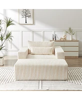 75-Inch Corduroy Sponge Sofa Lounge Chair with Removable footrest,No Assembly Required,Fluffy Modern Sleeper Chair for Indoor Living Room Bedroom