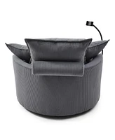 Modern 360 Swivel Accent Chair with 4 Pillows (Grey