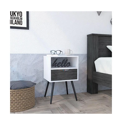 Nightstand Fugaz, Open Shelf, Single Drawer, Smokey Oak Finish