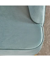 Mid-Century Modern Velvet Club Chair With Birch Legs