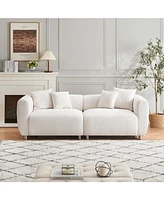 89 inch Sofa for Living Room, Fashion Sofa with Metal Legs, 3 Seater Sofa, Solid Wood Frame Couch with 4Pillows, for Apartment Office Living Room