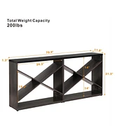 70.87" X-Shape Farmhouse Console Table with Storage