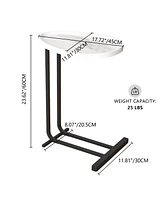 2-Piece C-Shaped End Table with Slide (White)