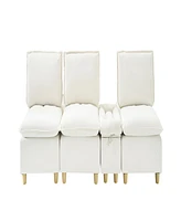 Off-White Flannel Sofa with Storage and Adjustable Backrest