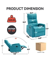 Manual Recliner Chair with Rocker and Swivel in Fabric for Living Room