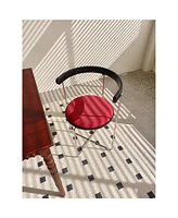 Modern Chrome Frame Folding Chair with Wood Back