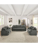 Modern 7-Seat Sofa with Cup Holders, Chargers, Storage