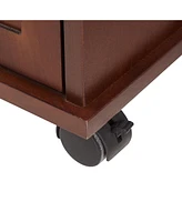 Powered End Table with Charging Station, Nightstand with Storage, Wheels, Red