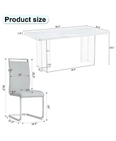 Modern Minimalist Dining Table Set (Table: 66.9"35.4", 6 Pu Chairs)