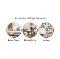 Translucent Glass Dining Set with 4 Pu Leather Chairs and Silver Metal Legs