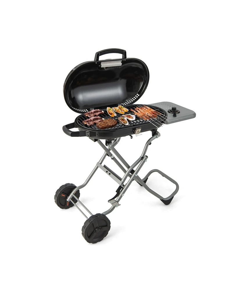 15000 Btu Portable Propane Bbq Grill with Wheels and Side Shelf