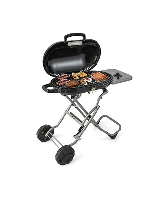 15000 Btu Portable Propane Bbq Grill with Wheels and Side Shelf
