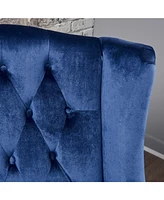 Contemporary Wingback Chair with Diamond Stitching and Birch Wood Legs