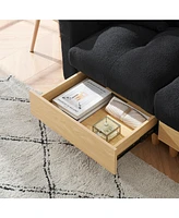 84.64 inches black three-person sofa lift sofa bed with locker sofa bed, sofa soft and comfortable, suitable for bedroom, living room