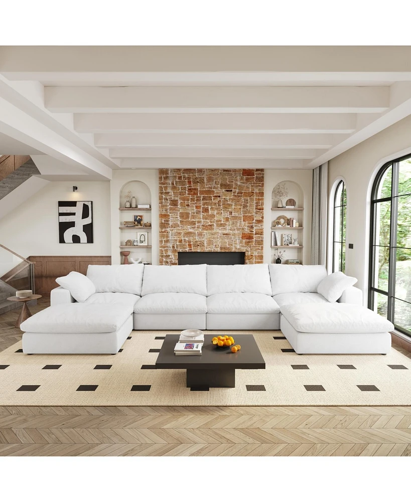 Cloud Modular Sectional sofa with 2 Storage Ottomans,160.6" Down Filled Comfort U Shaped Sofa Couch for Living Room 4seaters+2ottoman