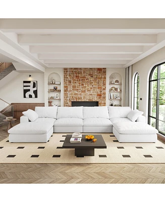 Cloud Modular Sectional sofa with 2 Storage Ottomans,160.6" Down Filled Comfort U Shaped Sofa Couch for Living Room 4seaters+2ottoman