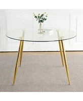 47.2" Glass Dining Table, Gold Legs
