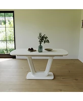 Expandable White Dining Table, U-Legs, Home/Office
