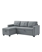 Light Grey Pull Out Sectional Sofa with Storage