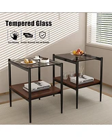 Coffee Table and End tables Set of 3, Tempered Glass Table with Mdf layer, Modern Tables for Living Room
