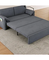 63-inch large folding sofa bed velvet multifunctional double sofa bed, three modes switch, suitable for sitting, lying and sleeping, suitable for livi