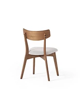 7 - Piece Dining Set,Mid-Century Walnut Finished Frame Upholstered Dining Chairs (Set of 6) (Light Beige) +Wood Dining Table (Brown)