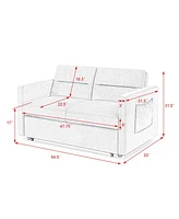 Loveseats Sofa Bed with Pull-out Bed,Adjsutable Back and Two Arm Pocket-Light grey(54.5"x33"x31.5")