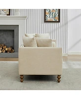 Upholstered Chaise Lounge with Sleeper Sofa, Pillows, Bolsters, and Nailheads (75.2")