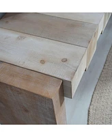 Rustic Modern Manufactured Wood Console Table with Step-Block Design