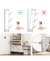Shoe Cabinet, Entry Home Shoe Cabinet, Entrance Balcony Storage Cabinet, Large Capacity Shoe Rack, White