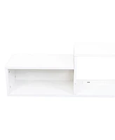 65.35in Wall Mounted Floating Tv Stand with 20 Color LEDs and Charging Station