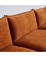 L-Shaped Sectional Sofa with Ottoman: Chenille Upholstered Comfort