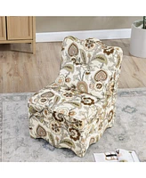 Soft Flannel Dining Chair with Pillow, Perfect for Living Room and Dining - Brown