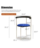 Modern Folding Dining Chair, Upholstered with Wood Back, Chrome Frame (Blue, 1 Pack)