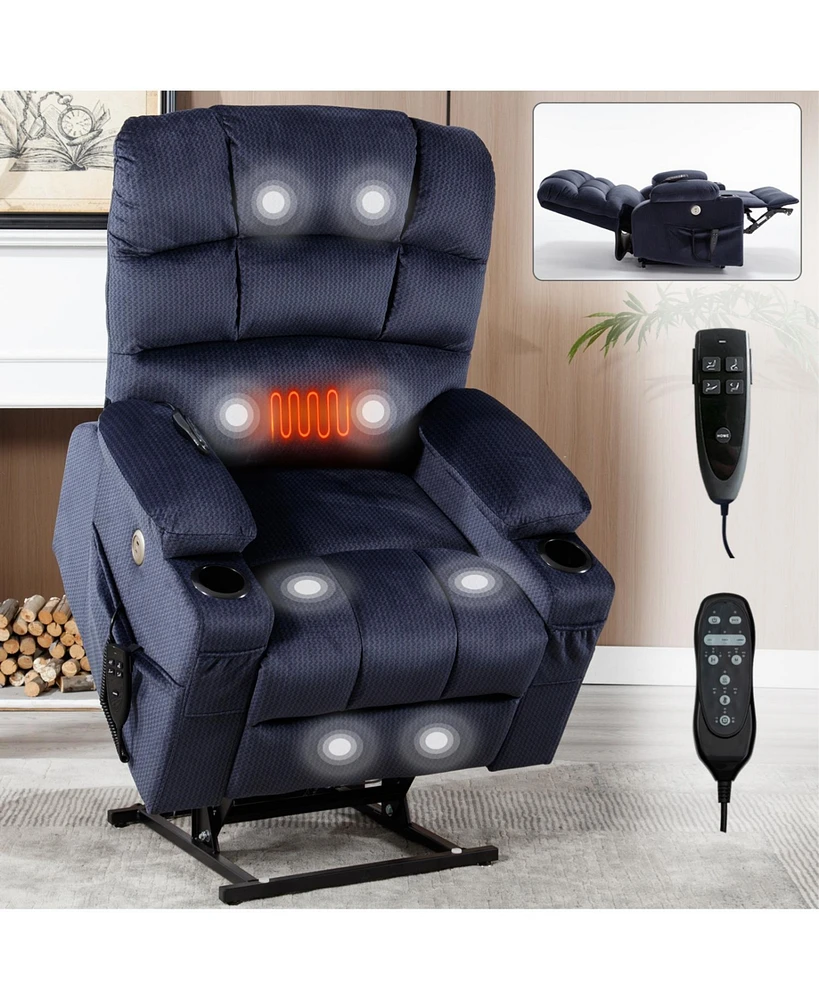 Dual Motor Infinite Position Power Lift Recliner with Massage and Heat (350 lbs)