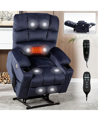 Dual Motor Infinite Position Power Lift Recliner with Massage and Heat (350 lbs)